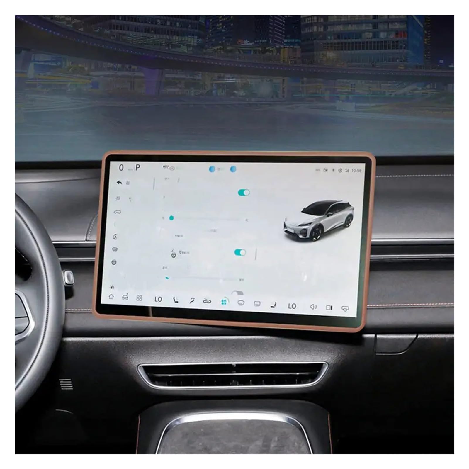 Auto Innenraum Zubehör Für Changan Für DEEPAL S7 Ed Für Abdeckung Zentrale Steuerung Navigation Screen Protector Trim Auto Zubehör Silikon Bildschirm Schutz Rahmen Auto Innen Zubehör(Brown) von LEIFEIS