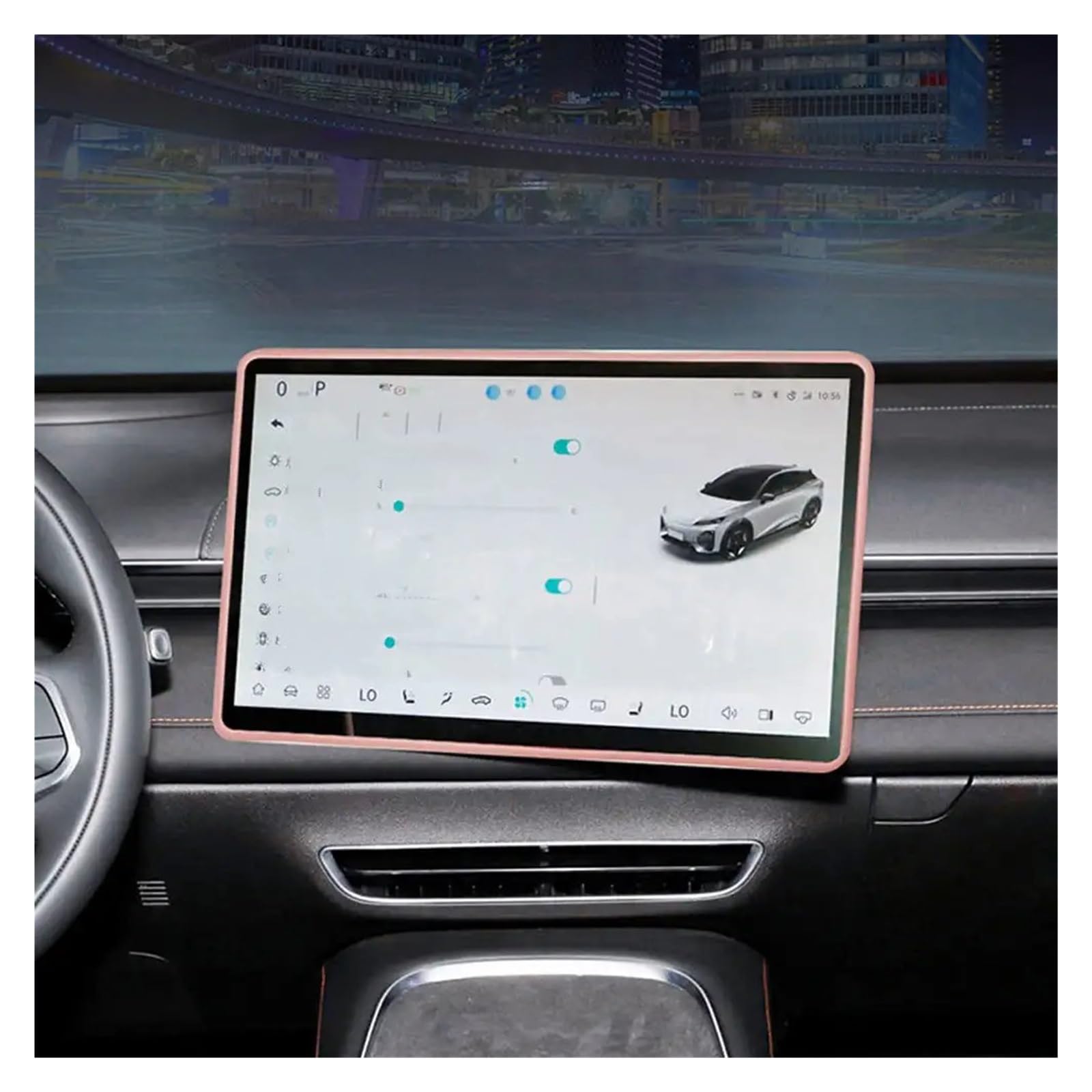 Auto Innenraum Zubehör Für Changan Für DEEPAL S7 Ed Für Abdeckung Zentrale Steuerung Navigation Screen Protector Trim Auto Zubehör Silikon Bildschirm Schutz Rahmen Auto Innen Zubehör(Pink) von LEIFEIS