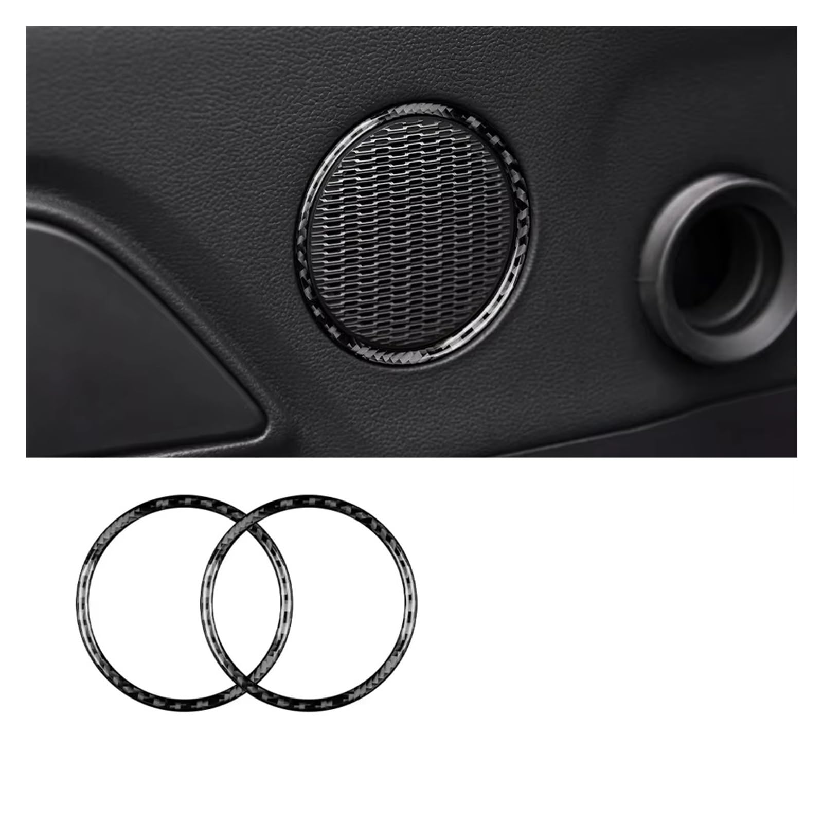 Auto Innenraum Zubehör Für Ford Für Mustang 2015 2016 2017 2018 2019 2020 2021 2022 2023 Auto Tür Audio Trim Ring Innen Trim Weiche Carbon Faser Aufkleber Auto Innen Zubehör von LEIFEIS