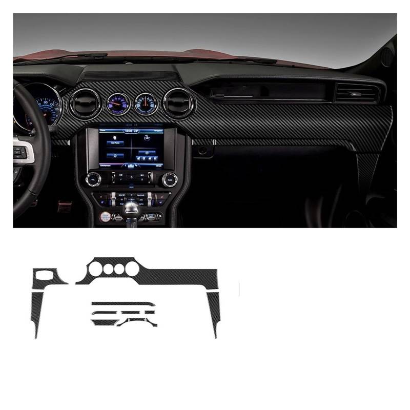 Auto Innenraum Zubehör Für Ford Für Mustang 2015 2016 2017 2018 2019 2020 2021 2022 Carbon Faser Auto Dashboard Panel Innen Trim Aufkleber RHD LHD Auto Innen Zubehör(4 holes LHD) von LEIFEIS