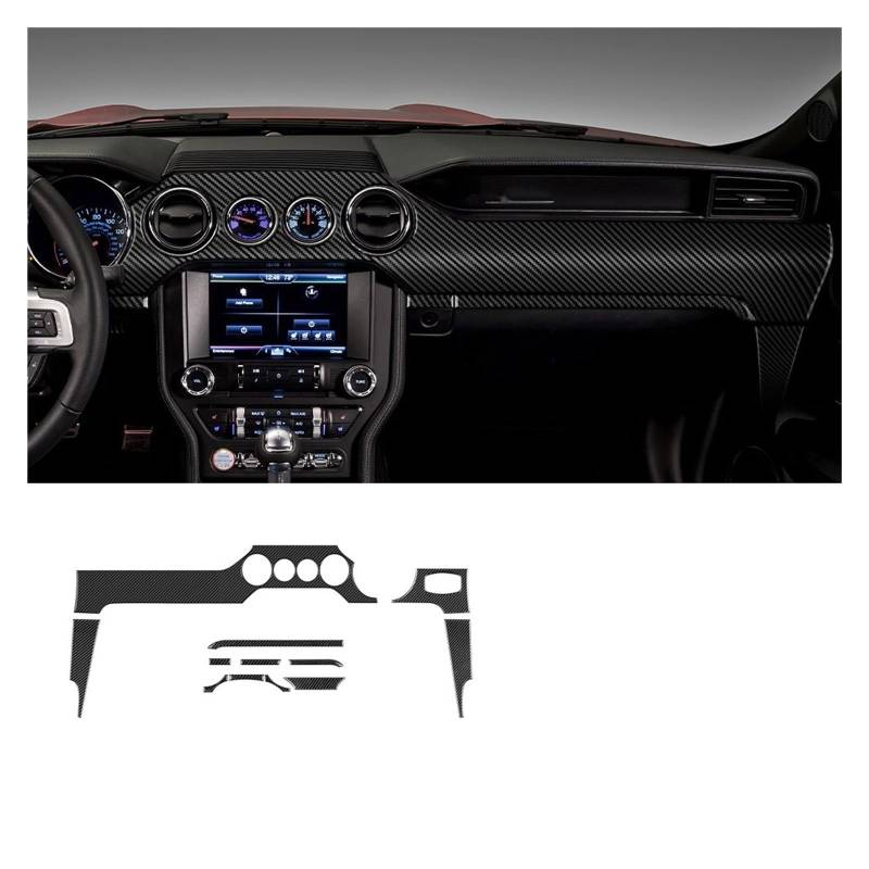 Auto Innenraum Zubehör Für Ford Für Mustang 2015 2016 2017 2018 2019 2020 2021 2022 Carbon Faser Auto Dashboard Panel Innen Trim Aufkleber RHD LHD Auto Innen Zubehör(4 holes RHD) von LEIFEIS