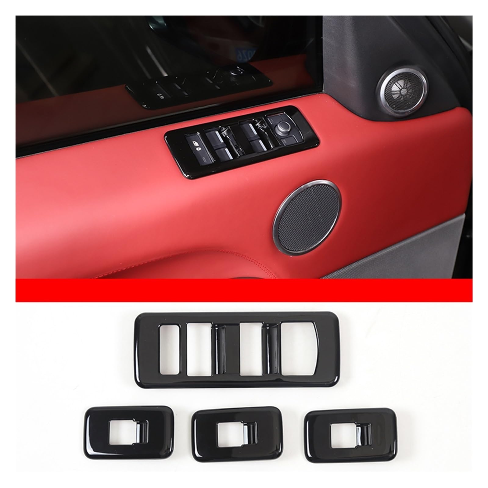 Auto Innenraum Zubehör Für Land Für Rover Für Range Für Rover Sport 2014-2017 ABS Silber Auto Glas Lift-Taste Rahmen Dekorative Aufkleber Auto Innen Zubehör Auto Innen Zubehör(Style A Black) von LEIFEIS