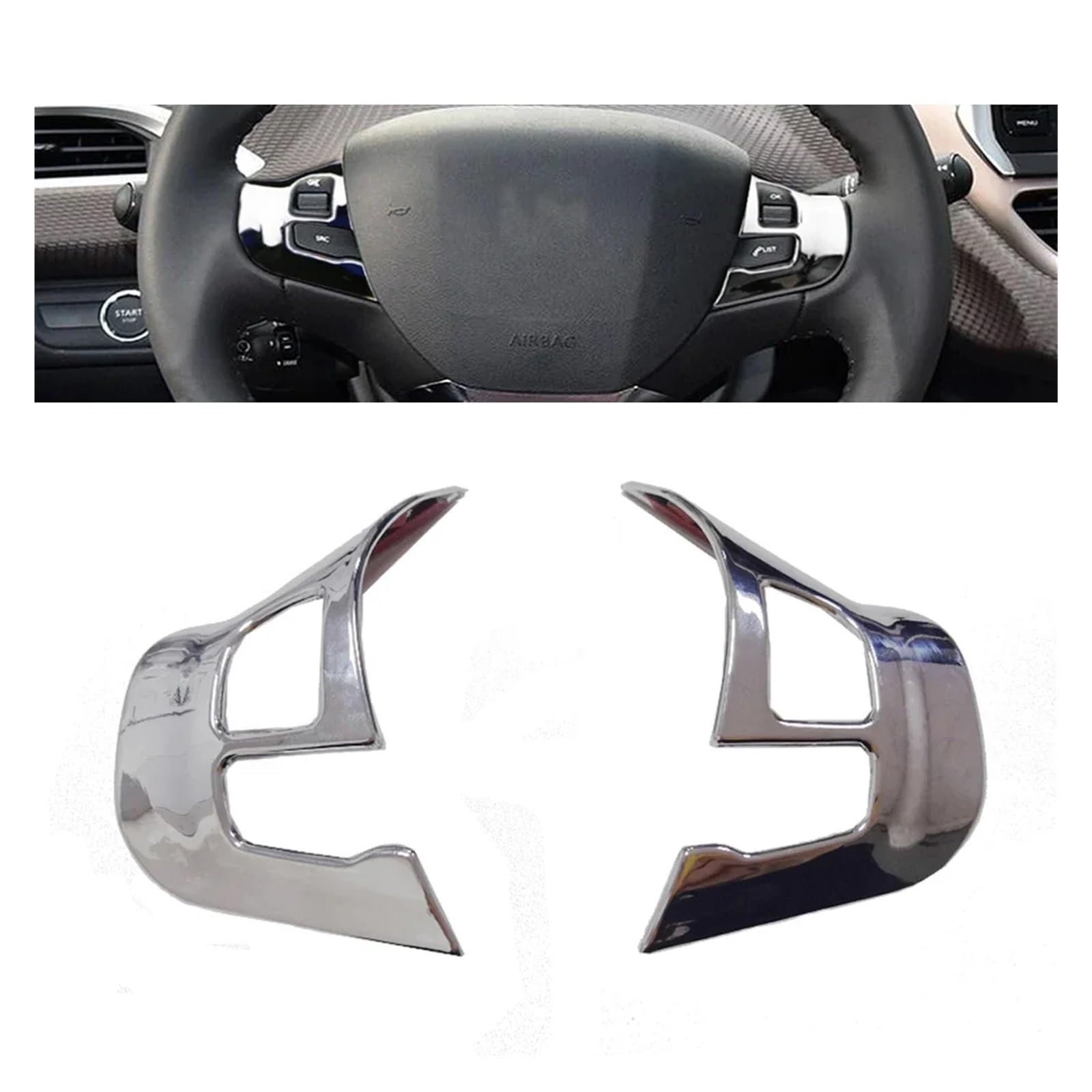 Auto Innenraum Zubehör Für Peugeot 208 2008 2014 2015 2016 2017 2018 Lenkrad Aufkleber Emblem Aufkleber Abzeichen Trim Fliegende Rad Panel Innen Zubehör Auto Innen Zubehör(Bright silver) von LEIFEIS