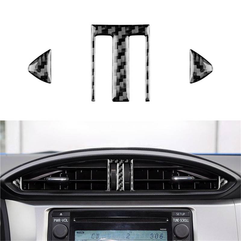 Auto Innenraum Zubehör Für Subaru Für BRZ 2012 2013 2014 2015 2016 2017 2018 2019 2020 Aufkleber Auto Air Outlet Vent Weiche Carbon Faser Auto Innen Zubehör(Schwarz) von LEIFEIS