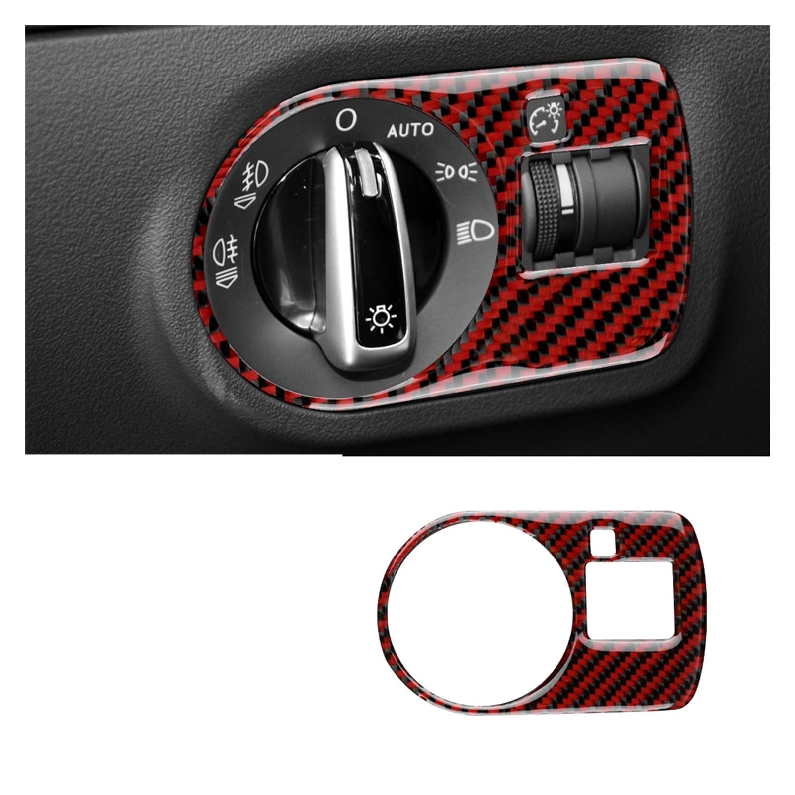 Auto Innenraum Zubehör Für TT Für Roadster MK2 2007 2008 2009 2010 2011 2012 2013 2014 Zubehör Innen Auto Scheinwerfer Schalter Control Abdeckung Trim Carbon Faser Auto Innen Zubehör(C Black with Red) von LEIFEIS