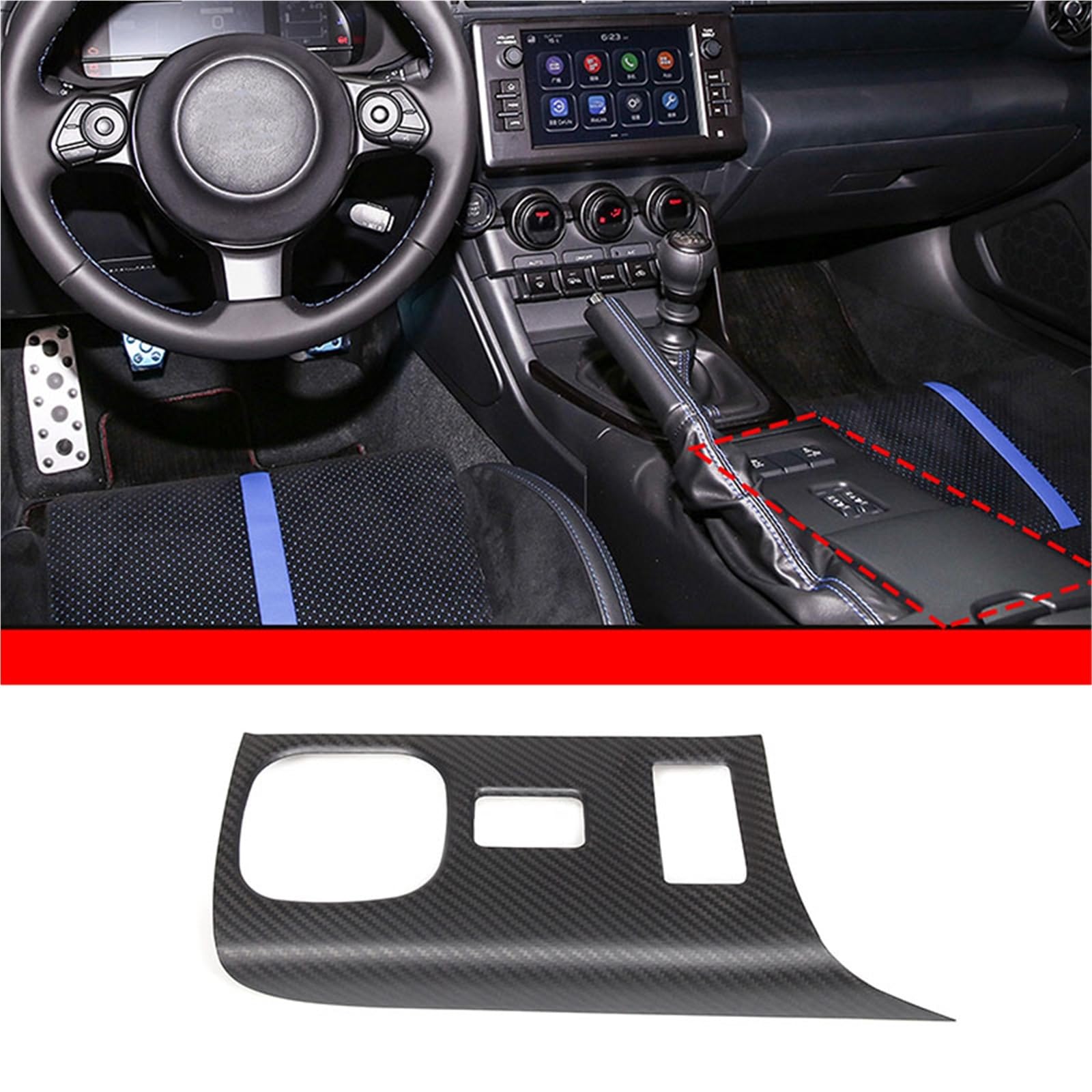 Auto Innenraum Zubehör Für Toyota 86 Für Subaru Für BRZ 2022 Carbon Faser Auto Getriebe Shift Panel Sitz Heizung Einstellung Rahmen Trim Aufkleber Zubehör Auto Innen Zubehör(Style B Matte Carbon) von LEIFEIS