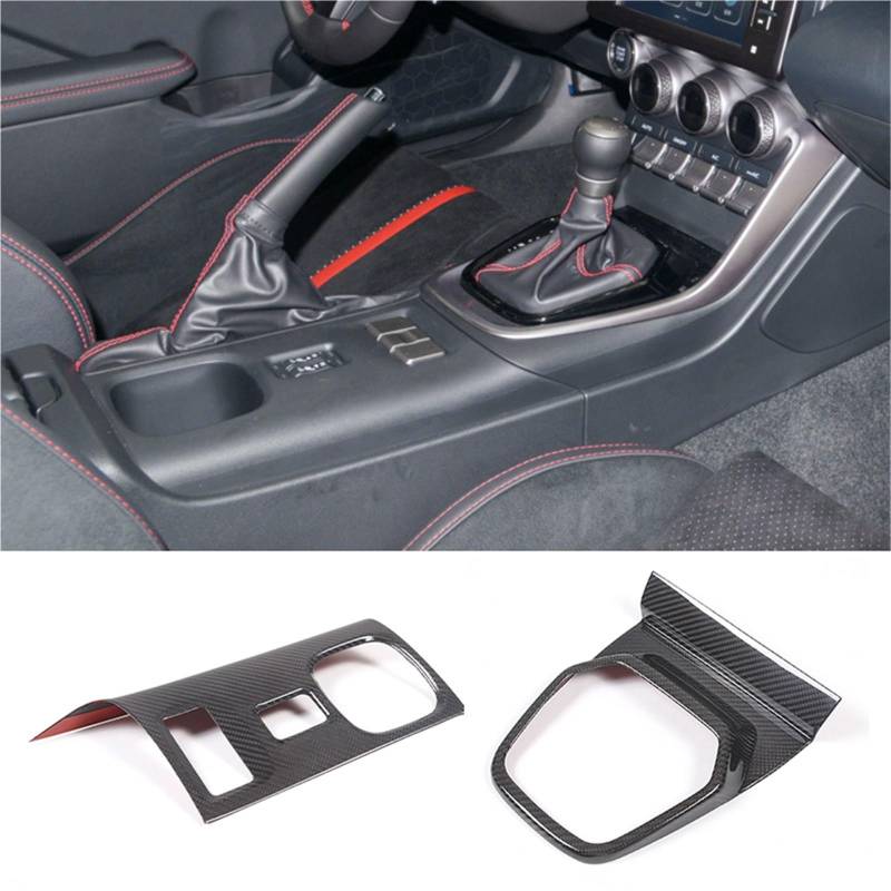 Auto Innenraum Zubehör Für Toyota 86 Für Subaru Für BRZ 2022 Carbon Faser Auto Getriebe Shift Panel Sitz Heizung Einstellung Rahmen Trim Aufkleber Zubehör Auto Innen Zubehör(Style C Carbon Fiber) von LEIFEIS