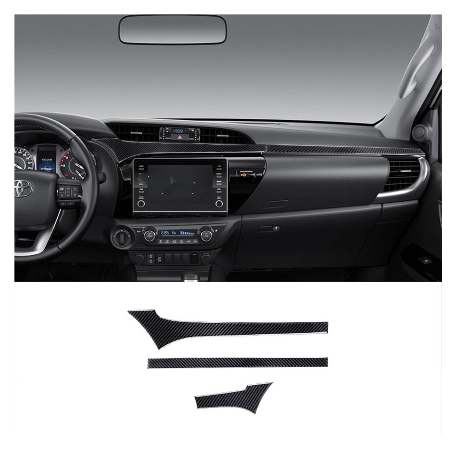 Auto Innenraum Zubehör Für Toyota Für Hilux 2015-2021 Carbon Faser Dashboard Navigation AC Air Outlet Rahmen Aufkleber Trim Abdeckung Auto Dekorative Aufkleber Auto Innen Zubehör(E) von LEIFEIS