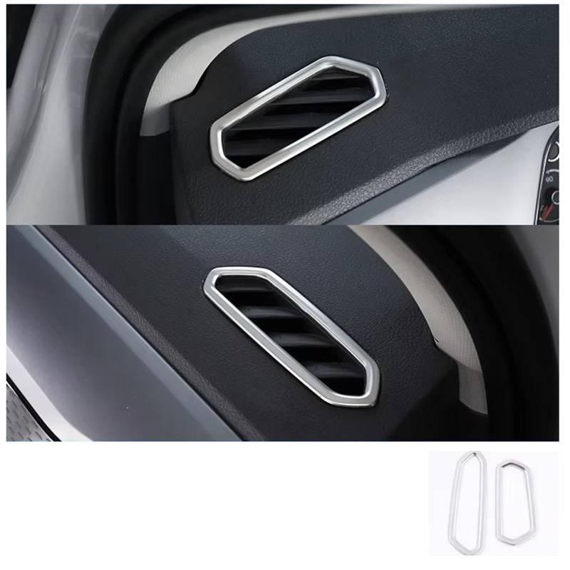 Auto Innenraum Zubehör Für VW Für T-cross Für Tcross 2019 2020 2021 LHD Auto EINE Säule Air Vent Outlet Rahmen Aufkleber Garnieren Trim Lünette Abdeckung Styling Auto Innen Zubehör(Silver Matte) von LEIFEIS