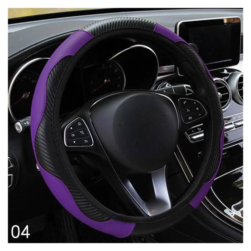 Auto Innenraum Zubehör Universeller Auto-Lenkradbezug Rutschfest Kunstleder Passend Für 38 Cm Lenkradbezüge Auto-Innendekoration Auto Innen Zubehör(Black and Purple) von LEIFEIS