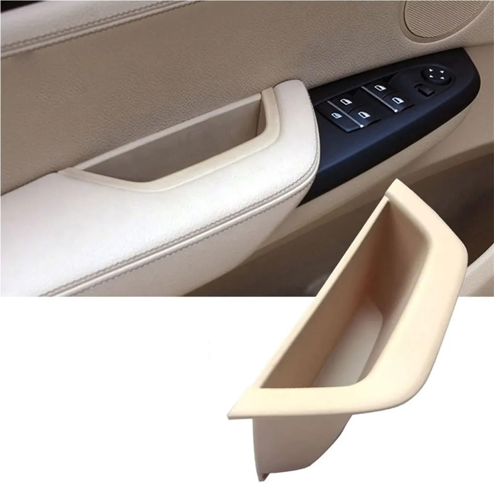 Auto Innentürgriff Für X3 X4 2010-2016 F25 F26 LHD RHD Auto Innen Armlehne Abdeckung Panel Leder Tür Pull Griff Montage Trim Auto Türinnengriff(Front Left Beige) von LEIFEIS