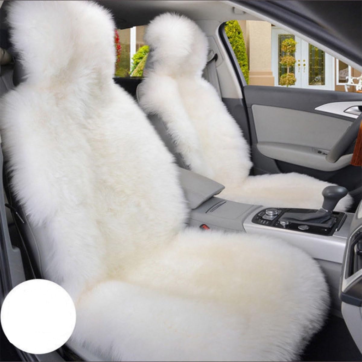 LEIHUIQIANGNIU 2 Stück Winter Autositzkissen für MG Astor 2021, Auto Sitzauflage Sitzschoner Auto Winter rutschfest, weich, warm, Warm Autositz Protector,White von LEIHUIQIANGNIU