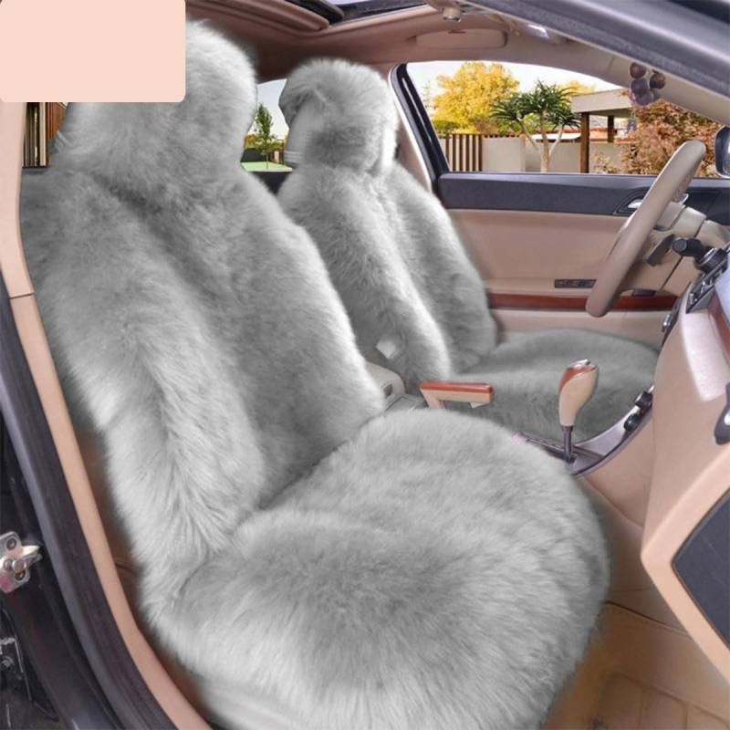 LEIHUIQIANGNIU 2 Stück Winter Autositzkissen für Mitsubishi ASX 2015-2023, Auto Sitzauflage Sitzschoner Auto Winter rutschfest, weich, warm, Warm Autositz Protector,Light Gray von LEIHUIQIANGNIU