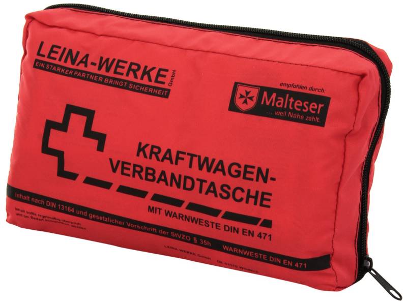 Leina-Werke 11019 KFZ-Verbandtasche Compact mit Warnweste ohne Klett, 1-Farbig Sortiert von LEINA-WERKE