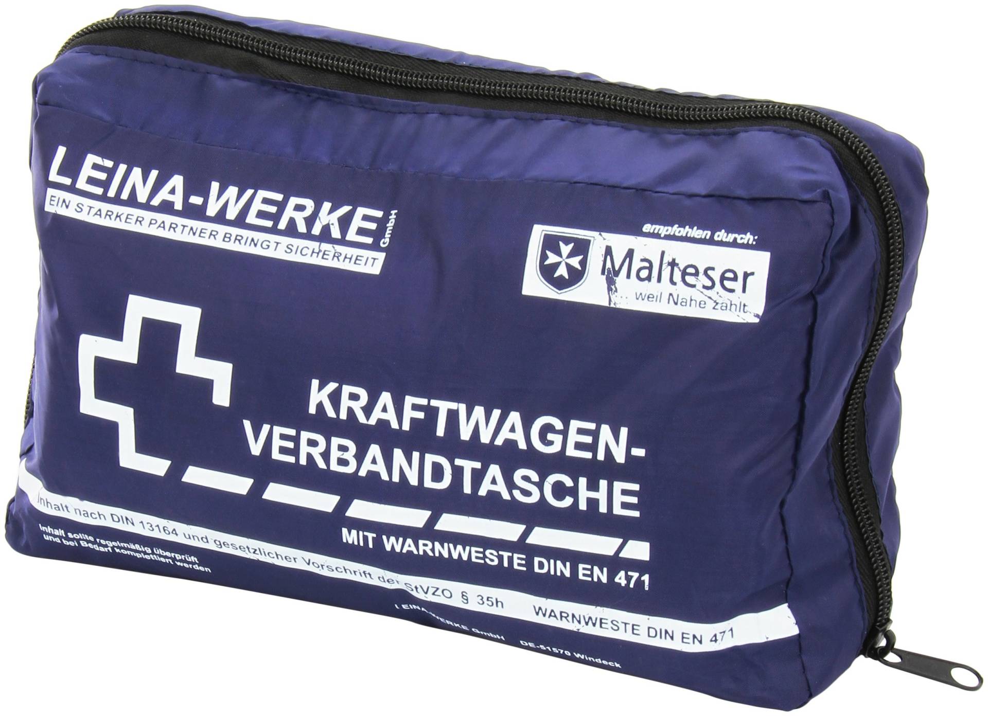 Leina-Werke 11027 KFZ-Verbandtasche Compact mit Warnweste ohne Klett, 2-Farbig Sortiert von LEINA-WERKE