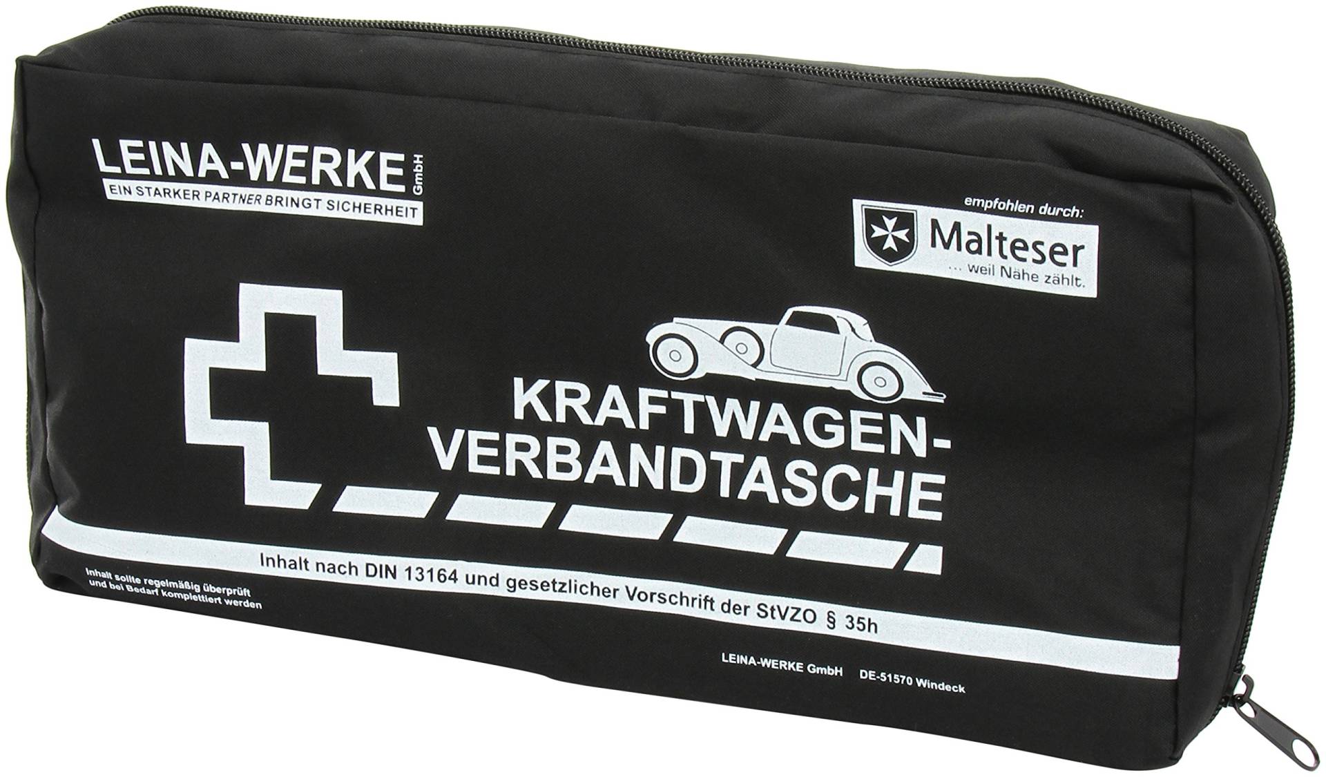 Leina-Werke 11102 KFZ-Verbandtasche Elegance, Schwarz/Weiß von LEINA-WERKE