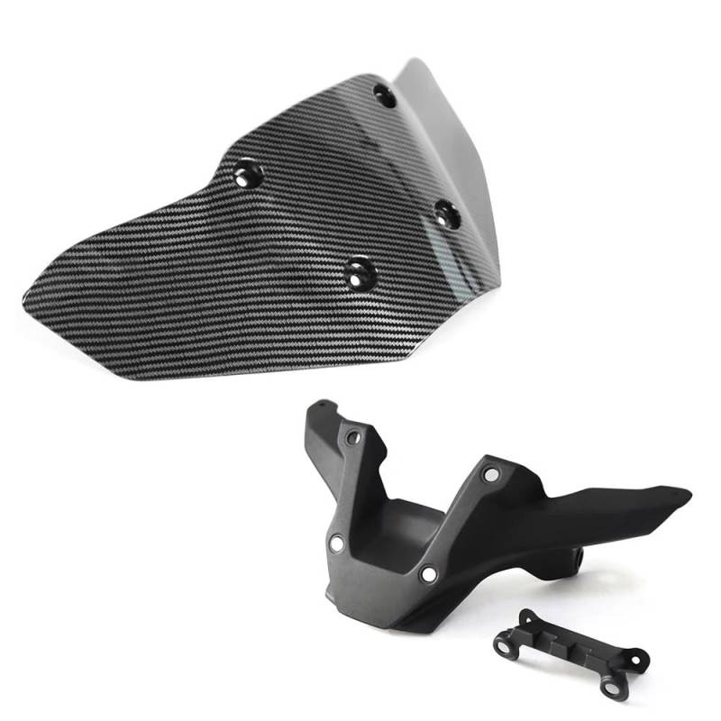 Windschutzscheibe Motorrad Für MT 09 MT-09 SP 2024 Motorrad Zubehör Windschutzscheibe Front Unterstützung Windschutzscheibe Windabweiser Verkleidung Niedriger(1set Carbon Fiber) von LEINOX