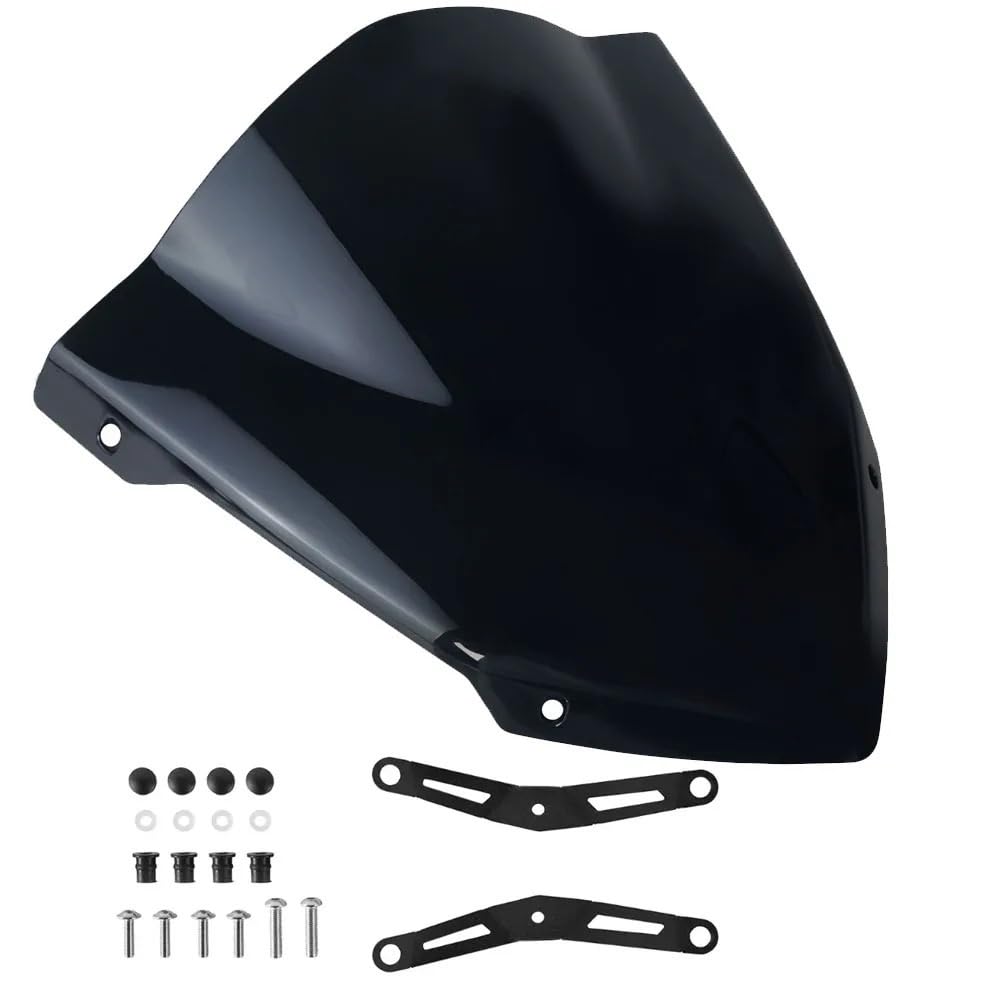 Windschutzscheibe Motorrad Für MT25 MT03 2021 2022 2023 Windschutzscheibe MT-25 MT-03 2020 Motorrad Zubehör Windabweiser Bildschirm Schild(Black) von LEINOX