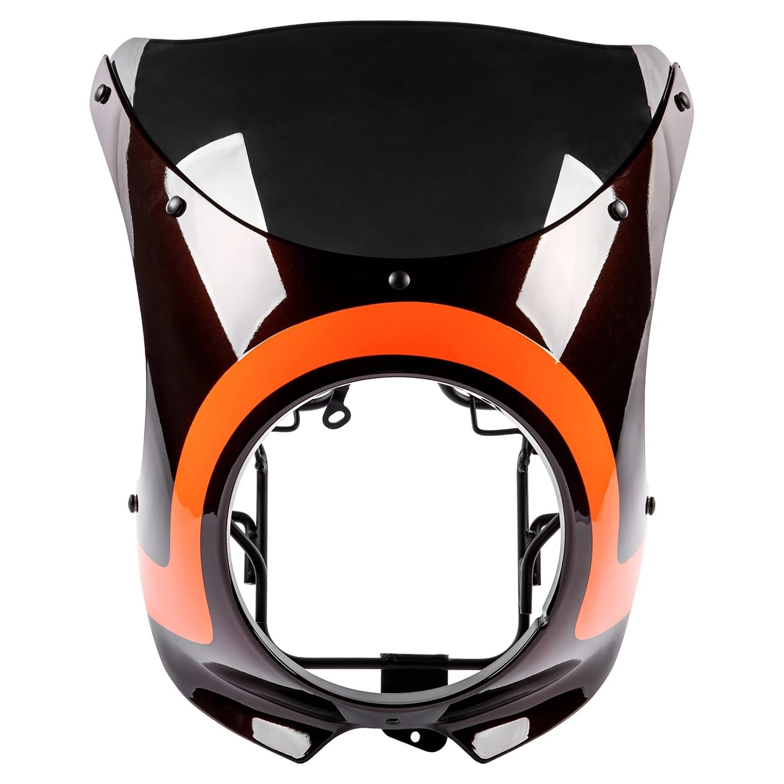 Windschutzscheibe Motorrad Für Z900RS 2018-2025 Scheinwerfer Verkleidung Front Gugel Abdeckung Maske Windschutz Windschutz Motorrad Zubehör(Black orange/Black Glass) von LEINOX