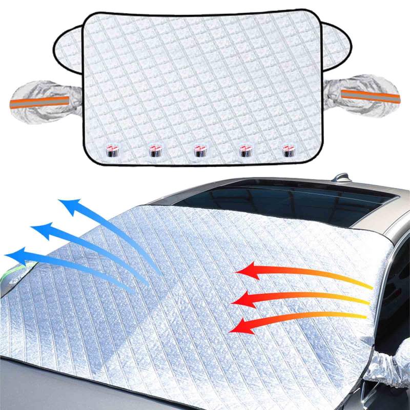 Magnetische Auto-Windschutzscheibenabdeckung, verdickte magnetische Auto-Anti-Sun-Abdeckung, magnetische Auto-Anti-Schnee-Abdeckung, mit Spiegelabdeckung und magnetischer Kante, Außen-Sonnenschutz für von LEJXORLIN