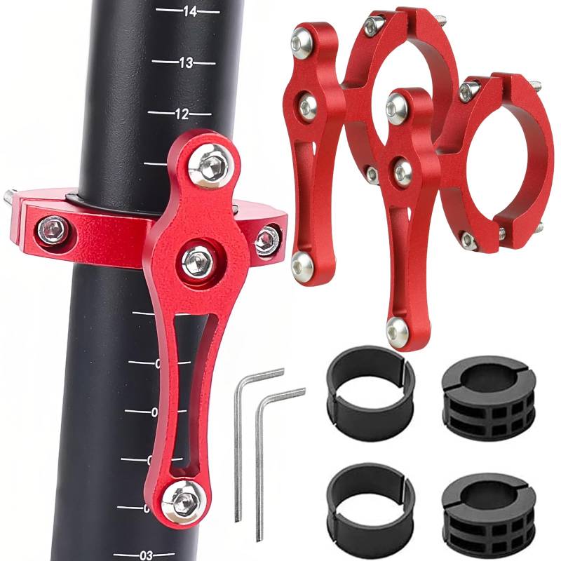 2 Stück Flaschenhalter Adapter Fahrrad: LEKEFETO Aluminum Universal Flaschenhalter Lenker Rack mit Inbusschlüssel, Fahrrad Trinkflaschenhalter, MTB Getränkehalter für Fahrräder, Motorräder, MTB(Rot) von LEKEFETO