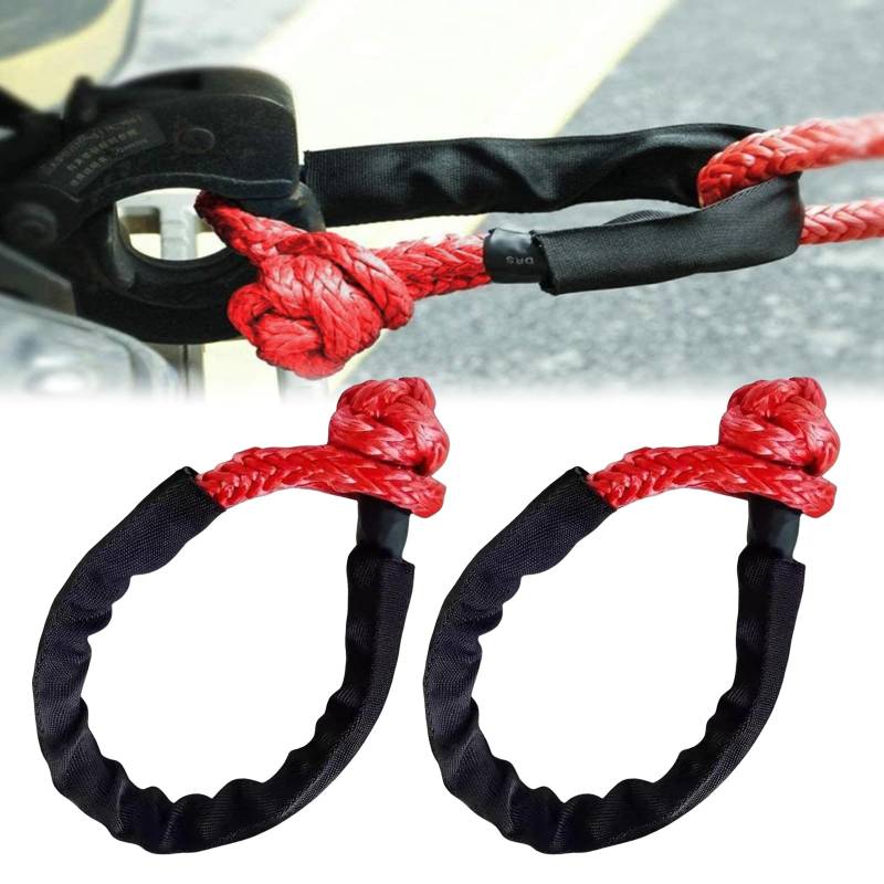 2 Stück Weicher Schäkel Soft schäkel: LEKEFET Tragbar Offroad Abschleppen Soft Schäkel mit Schutzhülle 17t Bruchfestigkeit Rope Synthetic für Offroad, Outdoor-Abenteurer, LKW, Marine, Industrie von LEKEFETO