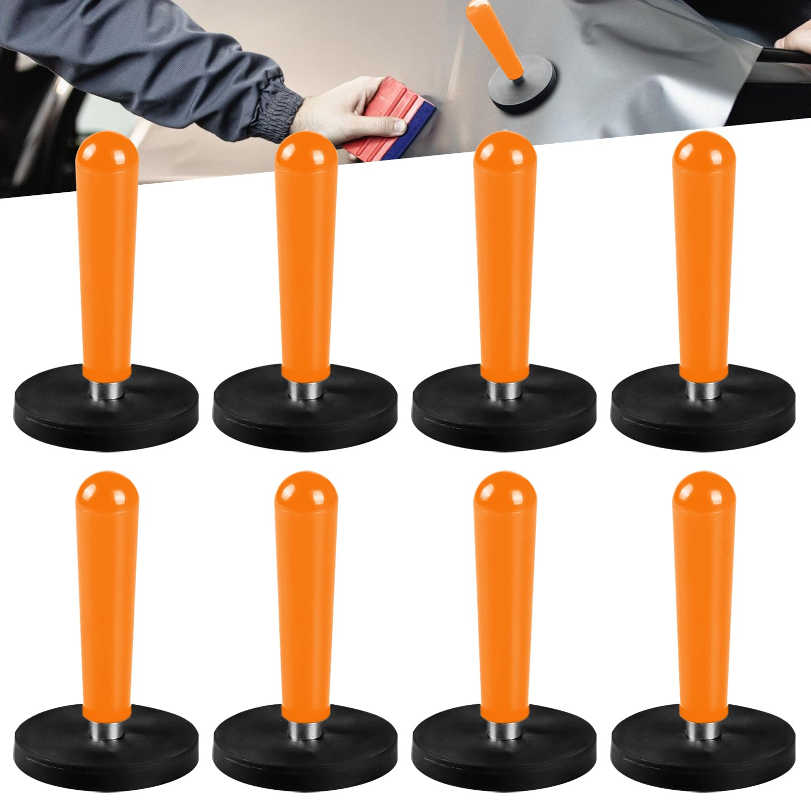 LEKEFETO 8 Stück Auto Montagemagnet: Verpackungs Gripper Magnethalter, Montagemagnette Magnet, Folierungs Werkzeug für Folieren Folie, Car Wrapping, Auto Folie DIY, Auto Folie Wrap, (Orange) von LEKEFETO