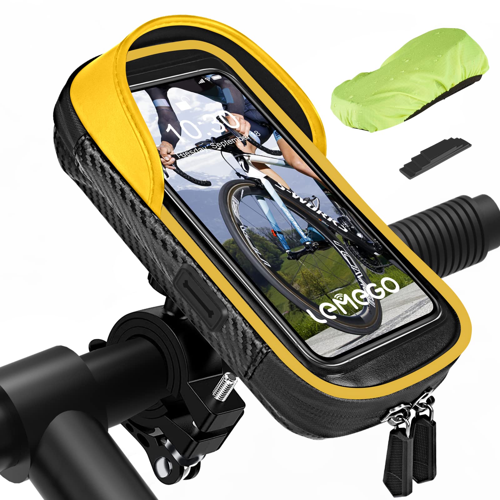 Handyhalterung Fahrrad Wasserdicht Handyhalter Motorrad Handy Halterung 360°Drehbarem Fahrradhalterung Lenkertasche für 4.7-7 Zoll Smartphone mit Regenhaube Fahrradtasche Fahrradlenker Halter Tasche von LEMEGO