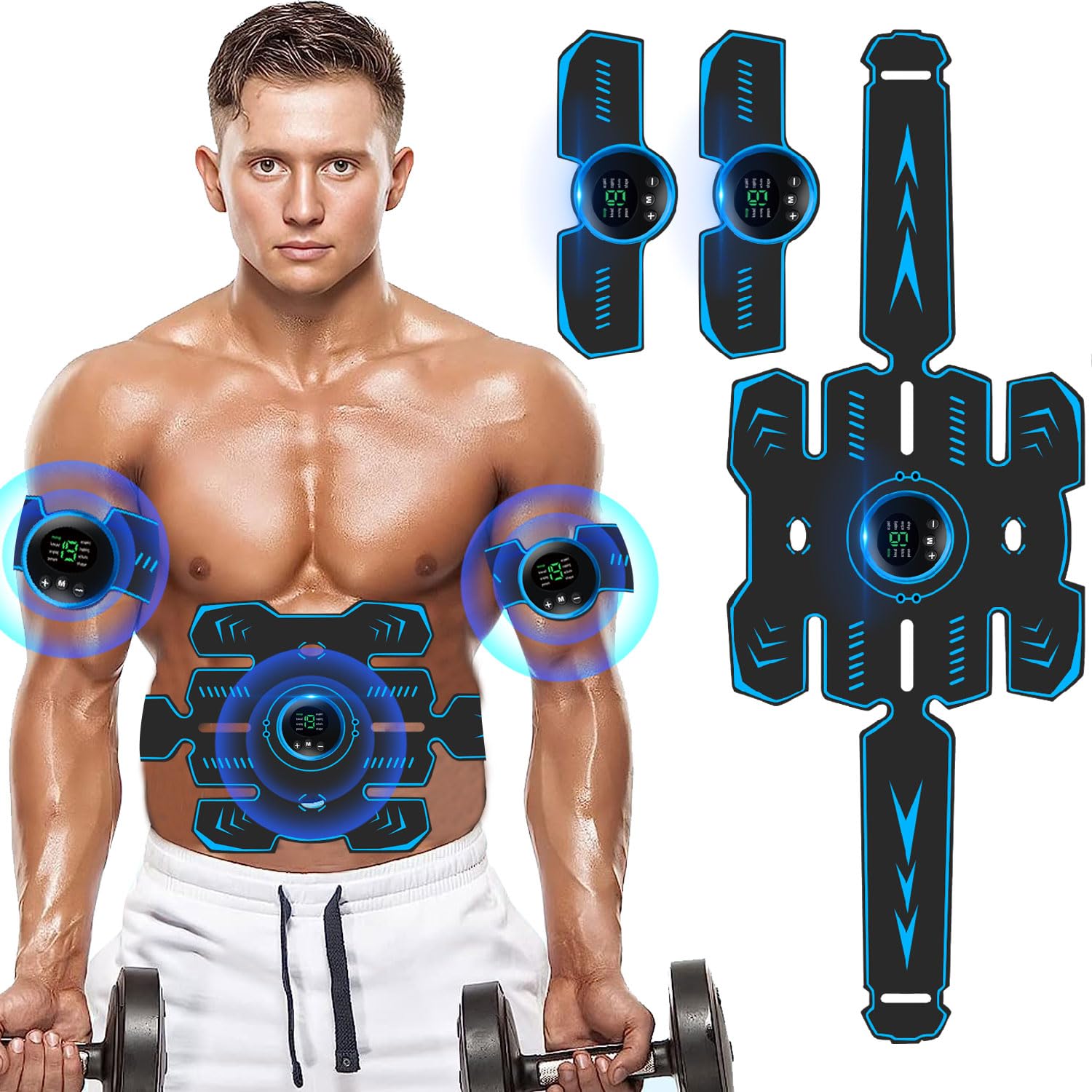 Abdominales EMS Trainingsgerät Electroestimulador Muscular Abdominales USB Wiederaufladbar Muskelstimulator bauchtrainermit 8 Modi & 19 abdominals von LEMENG