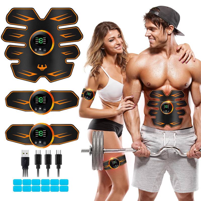 LEMENG EMS trainingsgerät EMS Bauchmuskeltrainer,Bauchmuskeltrainer,USB Wiederaufladbar Bauchmuskeln Stimulationsgerät 8 Modi & 19 Intensitäten für Bauch bauchmuskeltrainer von LEMENG