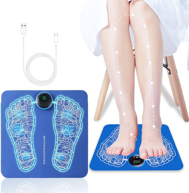 Neu Fussmassagegerät EMS Fußmassagegerät, USB Tragbare Foot Massager Intelligente Massagematte mit 8 Modi 19 Einstellbare Frequenzen für die Durchblutung Muskelschmerzen von LEMENG