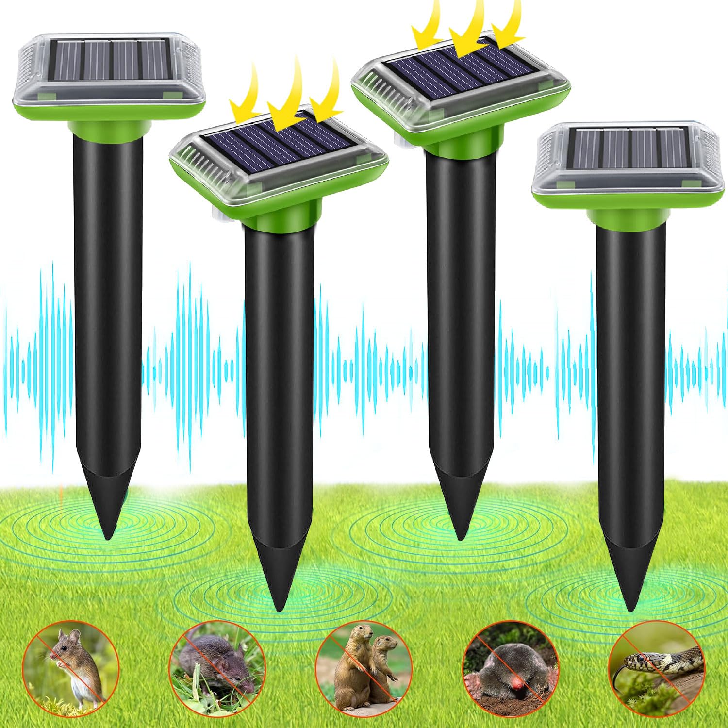 Solar Maulwurfschreck,Wühlmausabwehr,Maulwurfvertreiber,Schlagenabwehr,Maulwurfvertreiber,Schlagenabwehr,für Den Rasen Garten Talpe von LEMENG