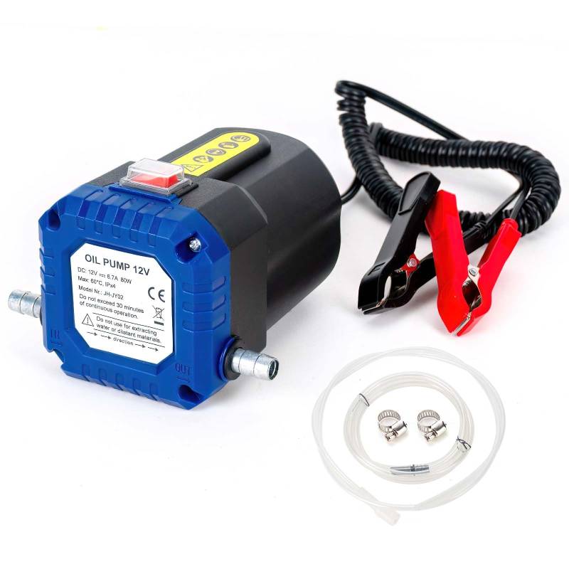 LEMOTO 12V 80W Dieselpumpe, Ölabsaugpumpe Elektrische Umfüllpumpe, Saugpumpe für Ölwechsel mit Schlauch von LEMOTO