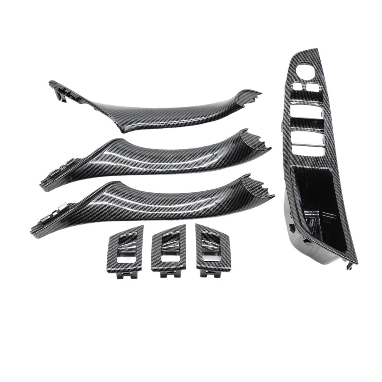 Auto Innenraum Türgriff Carbon Fiber Auto Innen Tür Griff Pull 7 Set Für 5 Series Für F10 Für F11 Für 520i Für 523i Für 525i Für 528i Für 530i Für 535i Auto Türgriff(RHD Inner Handle Set) von LENTLY