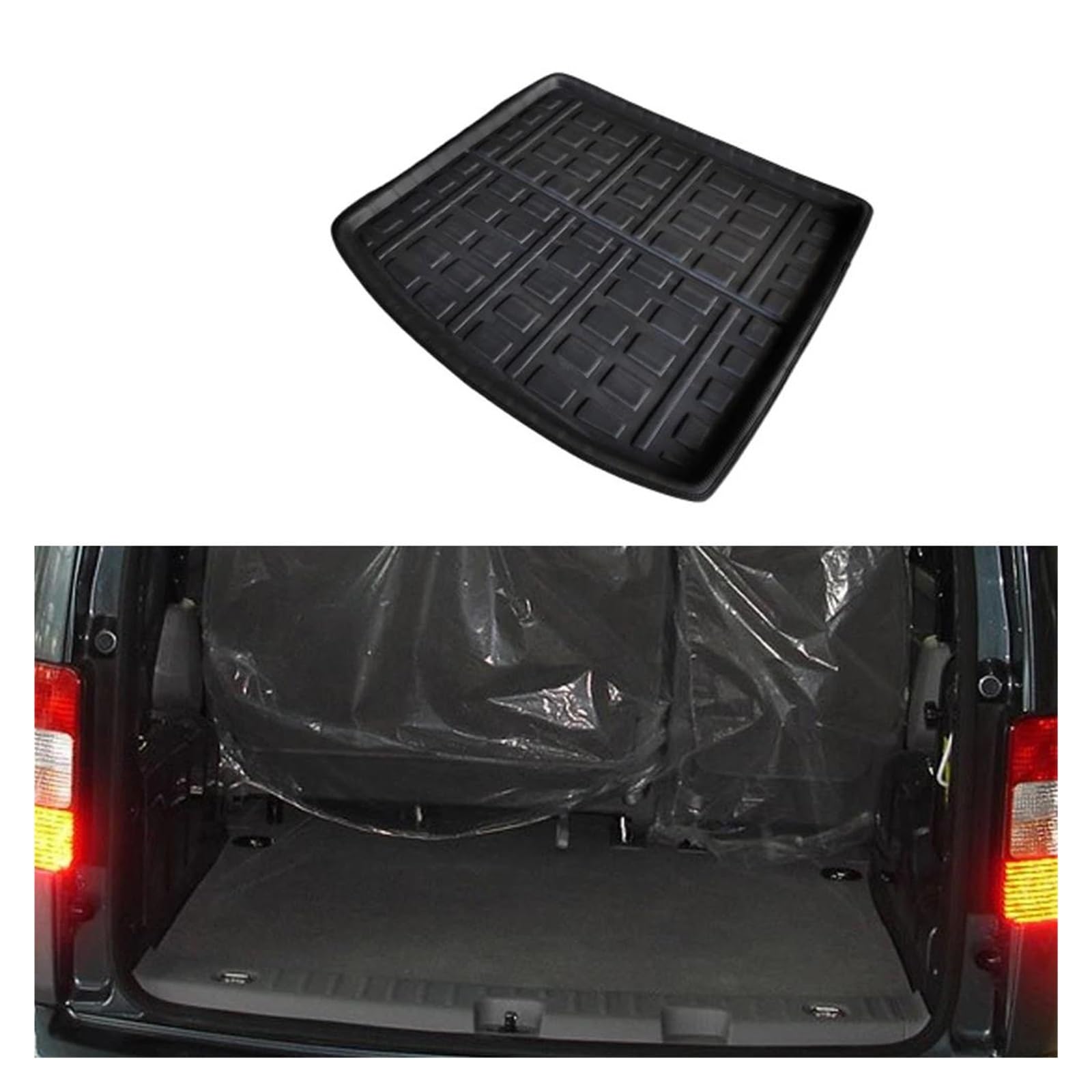 Auto Kofferraum Matte Für VW Für Caddy MK3 2003-2020 Nach Gepäck Tablett Auto Boot Liner Pad Auto Boot Fracht Matte Kofferraumwanne Kofferraummatte Kofferraumschutz von LENTLY