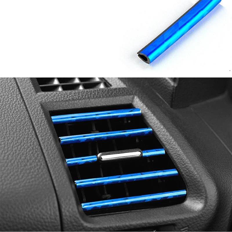 Auto Styling Zierleisten 10 Stück Auto Klimaanlage Outlet Dekorative Weiche Streifen Zubehör Auto Innen Grille Dekorative Streifen Universal U-förmigen Auto Zierleistenkeile Set(Ice Blue) von LENTLY