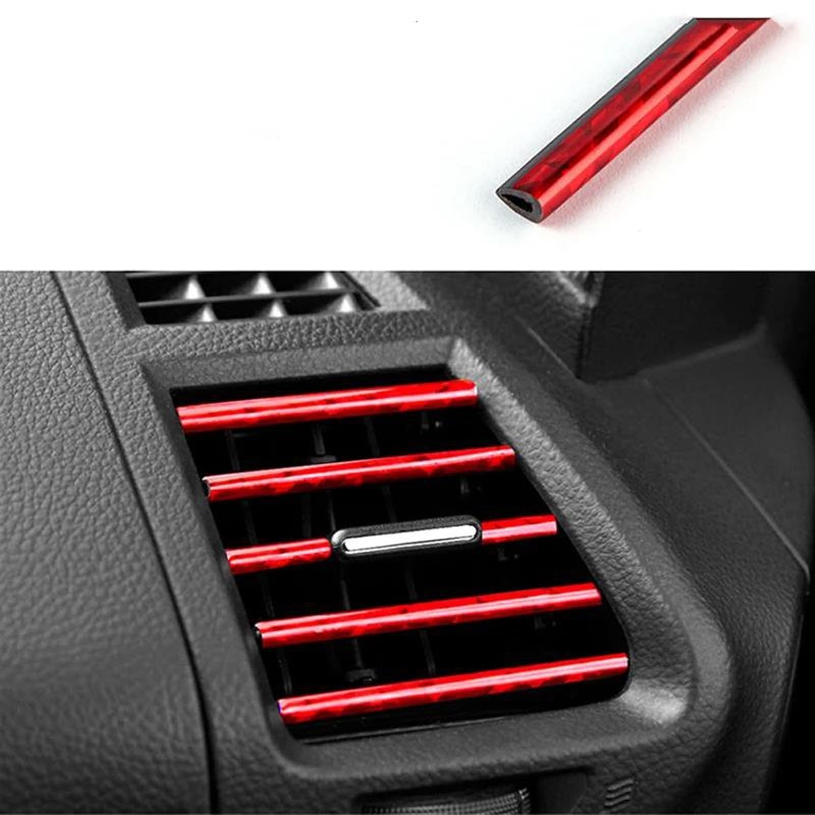 Auto Styling Zierleisten 10 Stück Auto Klimaanlage Outlet Dekorative Weiche Streifen Zubehör Auto Innen Grille Dekorative Streifen Universal U-förmigen Auto Zierleistenkeile Set(Ice Red) von LENTLY