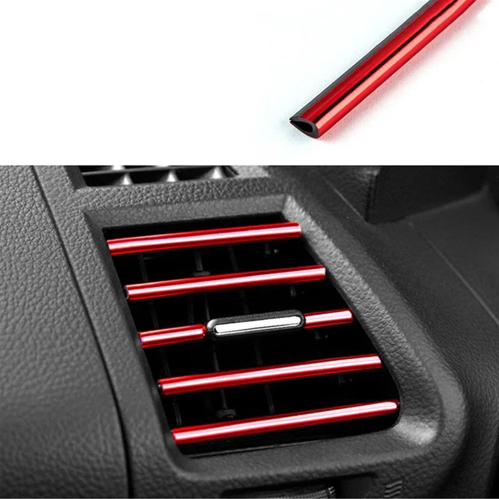 Auto Styling Zierleisten 10 Stück Auto Klimaanlage Outlet Dekorative Weiche Streifen Zubehör Auto Innen Grille Dekorative Streifen Universal U-förmigen Auto Zierleistenkeile Set(Rot) von LENTLY