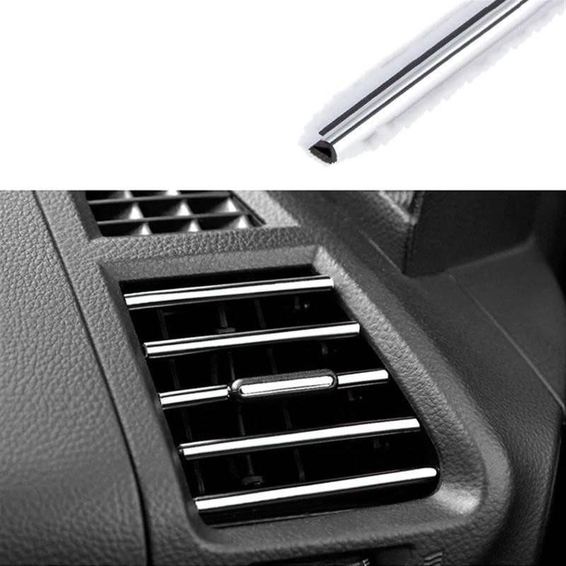 Auto Styling Zierleisten 10 Stück Auto Klimaanlage Outlet Dekorative Weiche Streifen Zubehör Auto Innen Grille Dekorative Streifen Universal U-förmigen Auto Zierleistenkeile Set(Silber) von LENTLY