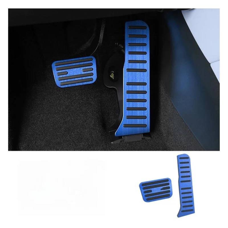 Bremspedalabdeckung 2 STÜCKE Für BYD Für Seal Alumium Legierung Auto Fußpedale Pads Anti-Rutsch Kraftstoff Bremse Beschleunigen Pedal Abdeckung Zubehör(Blau) von LENTLY