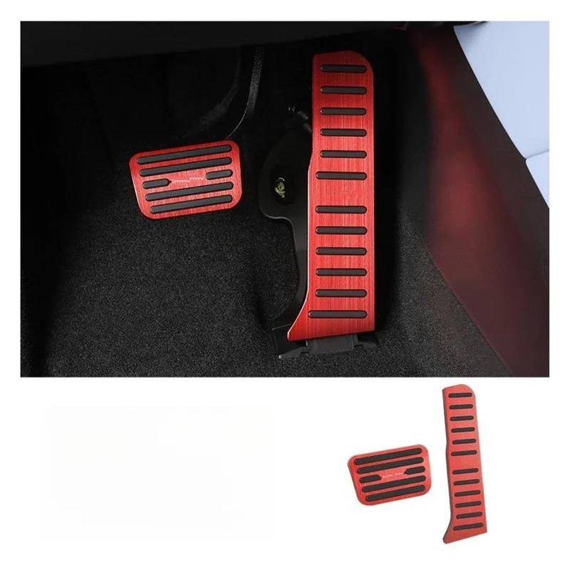 Bremspedalabdeckung 2 STÜCKE Für BYD Für Seal Alumium Legierung Auto Fußpedale Pads Anti-Rutsch Kraftstoff Bremse Beschleunigen Pedal Abdeckung Zubehör(Rot) von LENTLY