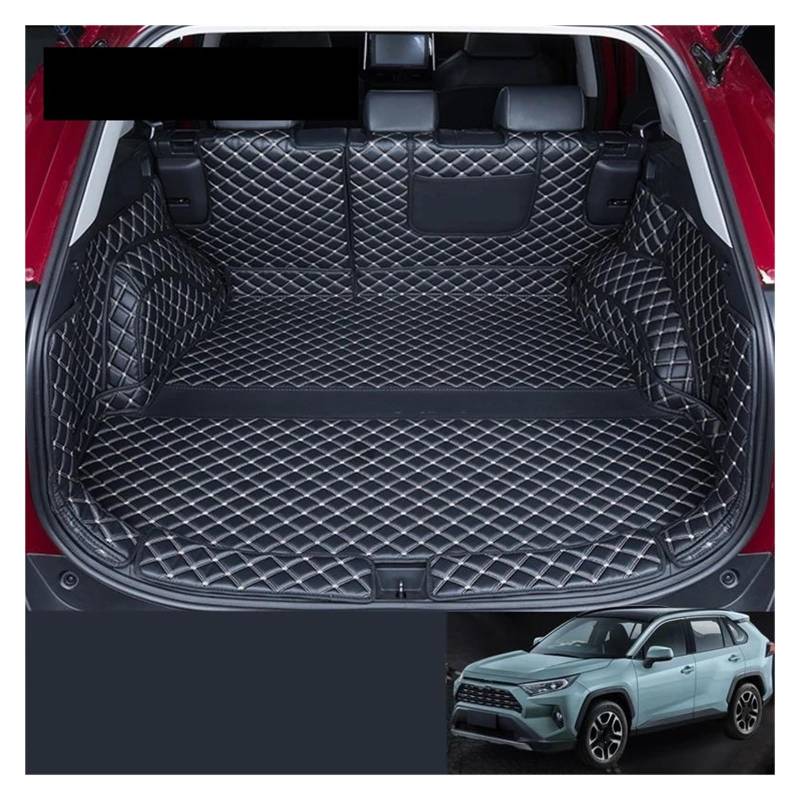 Für RAV4 Für RAV 4 XA50 XA 50 2019 2020 2021 2022 Auto Stamm Schutz Leder Matte Innen Abdeckung Teil Styling Kofferraumwanne Kofferraummatte Kofferraumschutz(Full Cover Black) von LENTLY