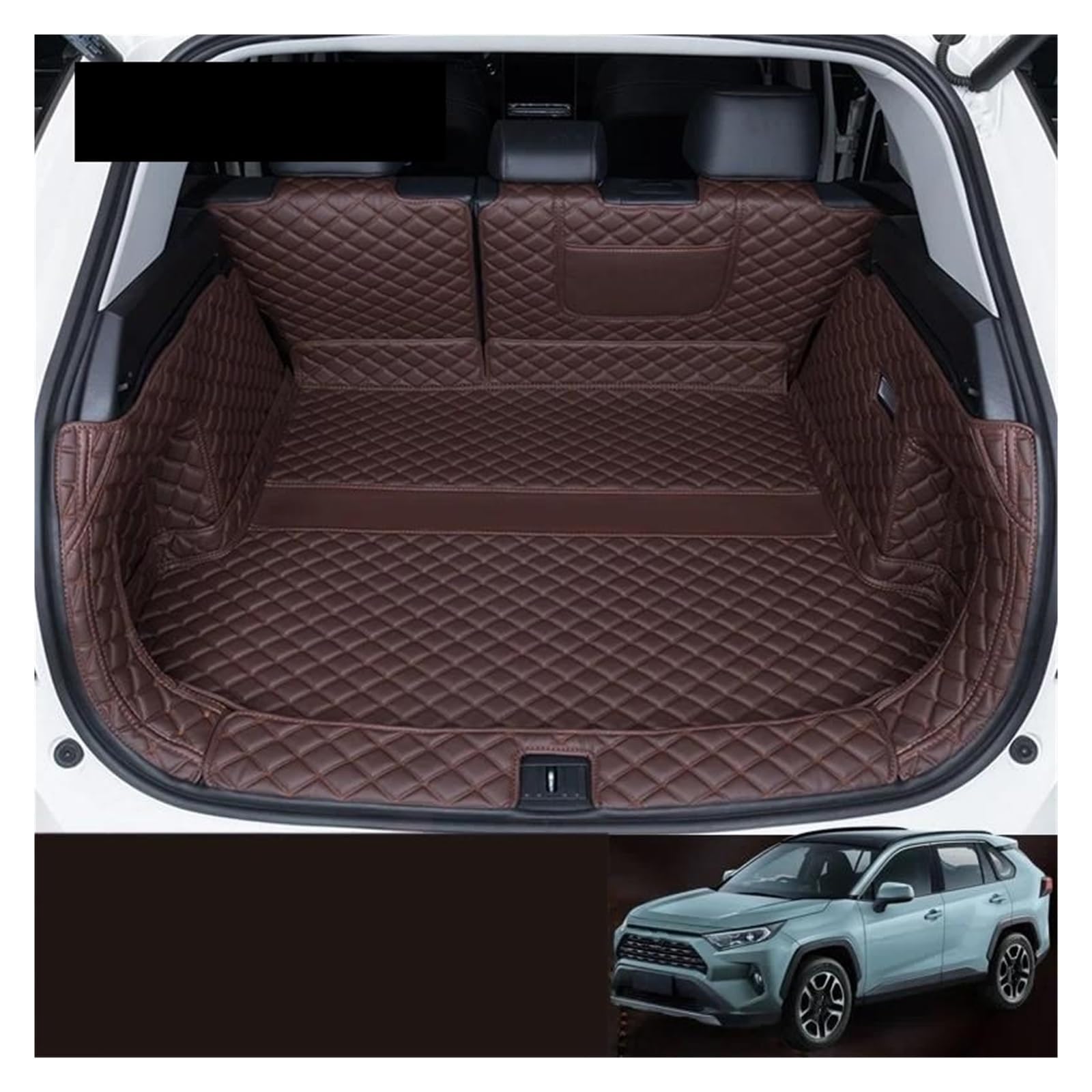 Für RAV4 Für RAV 4 XA50 XA 50 2019 2020 2021 2022 Auto Stamm Schutz Leder Matte Innen Abdeckung Teil Styling Kofferraumwanne Kofferraummatte Kofferraumschutz(Full Cover Brown) von LENTLY