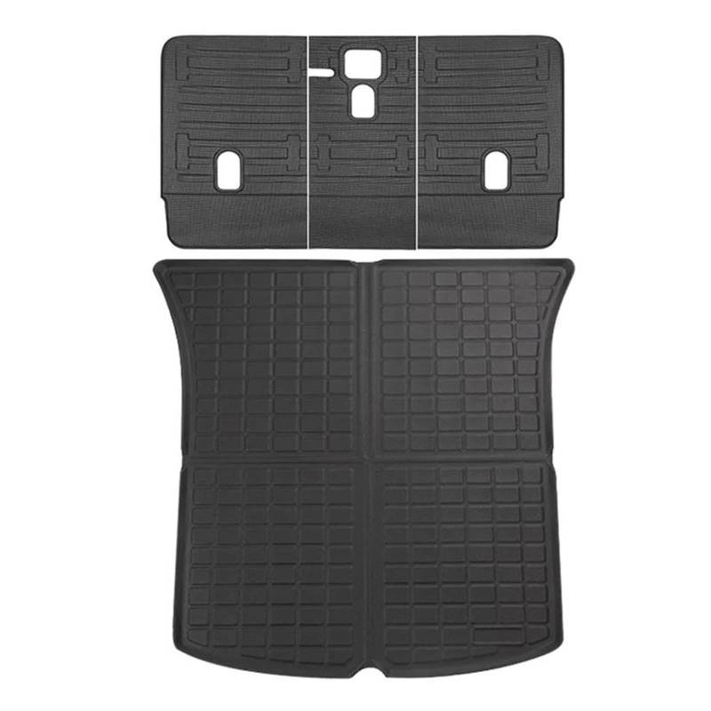 Für Tesla Für Modell Y Sitze Zurück Protector Anti-Kick TPE Matte Sitzbezug & Stamm Matten Set Auto Boot Teppich Cargo-Liner Kofferraumwanne Kofferraummatte Kofferraumschutz(Trunk Sets) von LENTLY