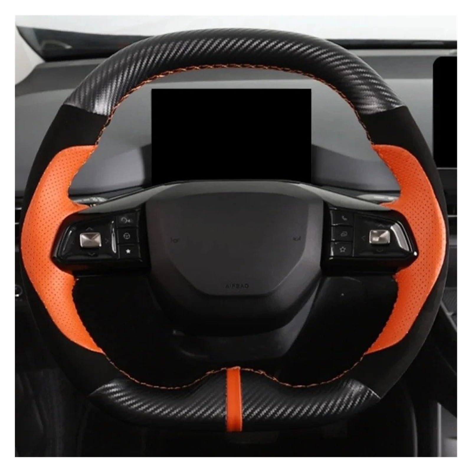 Lenkradbezug Auto Lenkrad Abdeckung Hand Nähen Geflecht Auto Lenkrad Abdeckung Für MG 4 Für Mulan Leder Carbon Faser Auto Zubehör Abdeckung Steering Lenkradschoner(Orange) von LENTLY