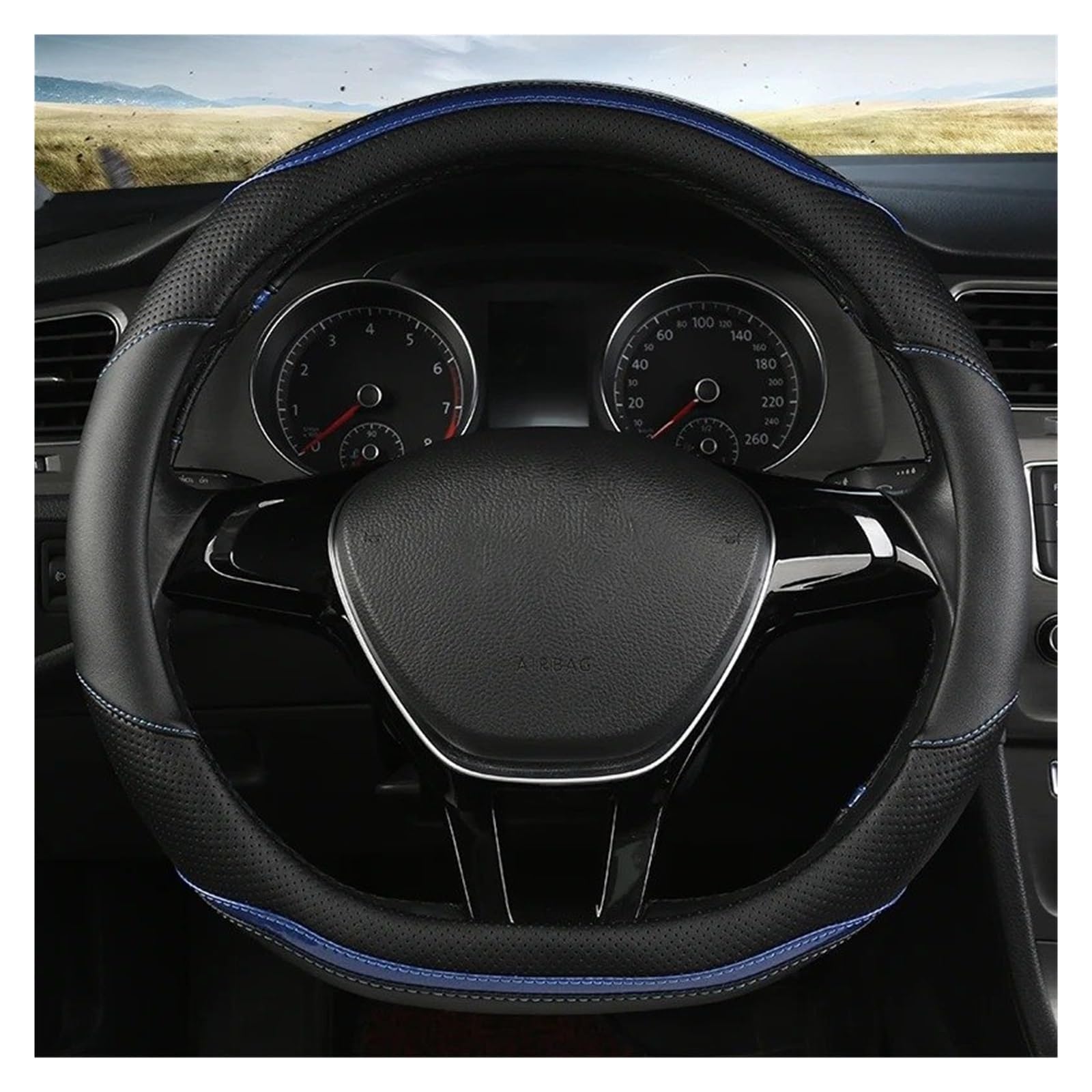 Lenkradbezug D Form Auto Lenkrad Abdeckung Leder Für Suzuki Für Swift 2017 2018 2019 2020 Lenkrad Schutz Abdeckung Abdeckung Steering Lenkradschoner(D Shape Blue) von LENTLY