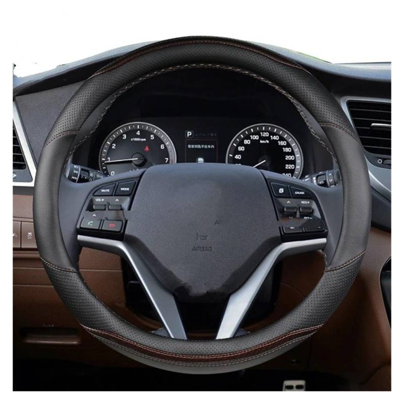 Lenkradbezug Für Hyundai Für Tucson 2004-2022 Für NX4 Für IX35 2016 2017 2019 2021 2022 Auto Lenkrad Abdeckung PU Leder Carbon Faser Auto Zubehör Abdeckung Steering Lenkradschoner(O Shape- Coffee) von LENTLY