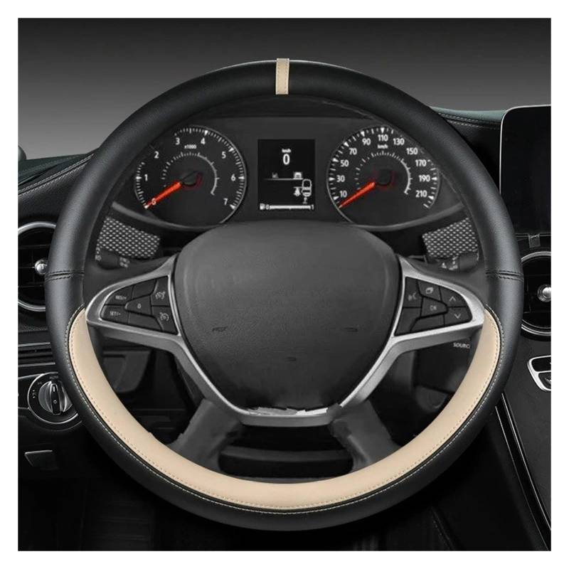 Lenkradbezug PU Leder Auto Lenkrad Abdeckung Für Dacia Für Sandero Für Stepway Für Jogger Für Logan Für Dokker Auto Zubehör Abdeckung Steering Lenkradschoner(Beige) von LENTLY