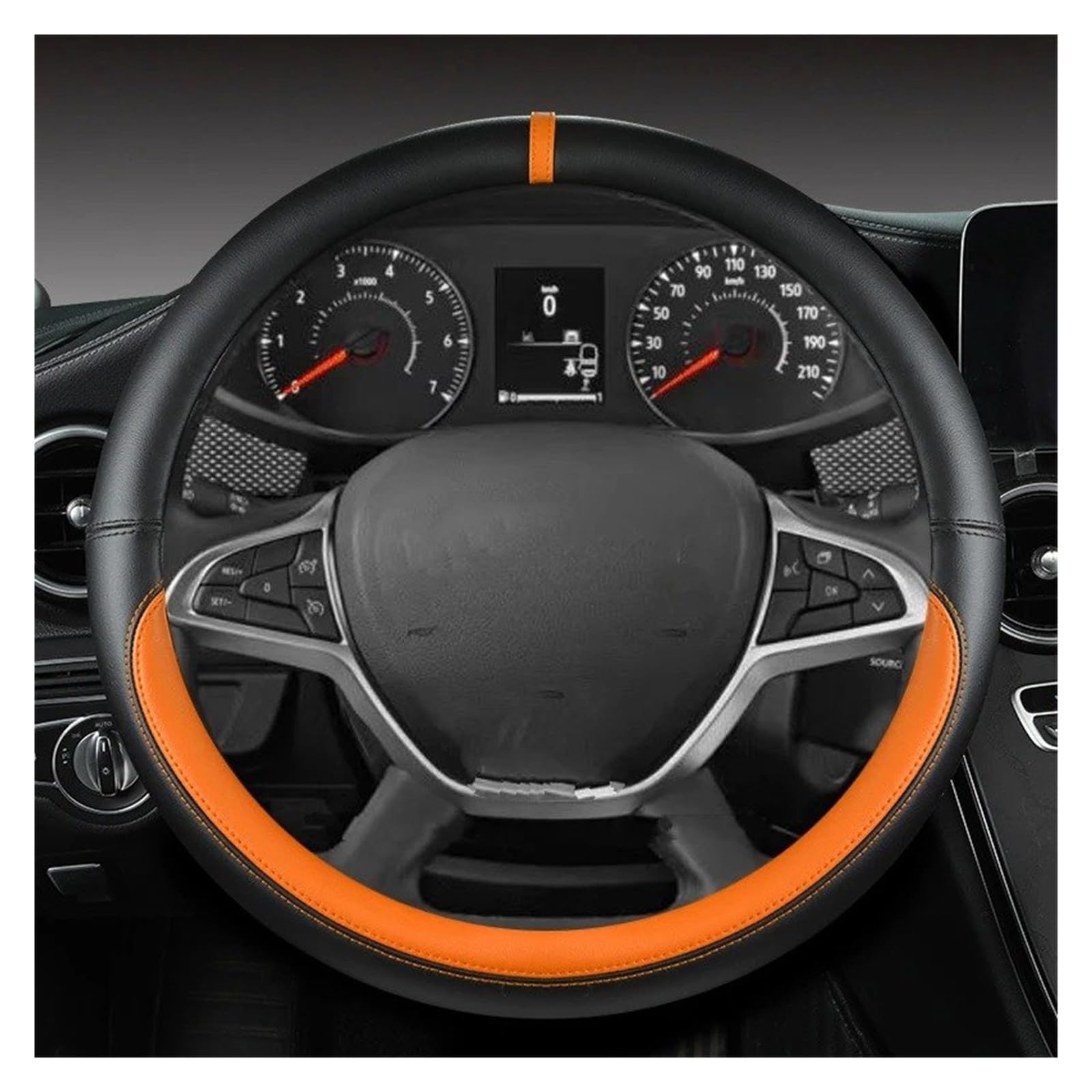 Lenkradbezug PU Leder Auto Lenkrad Abdeckung Für Dacia Für Sandero Für Stepway Für Jogger Für Logan Für Dokker Auto Zubehör Abdeckung Steering Lenkradschoner(Orange) von LENTLY