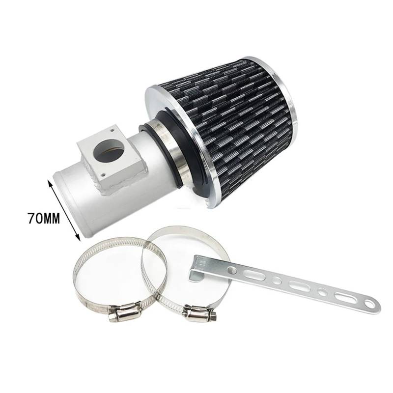 Luftschlauch Lufteinlassschlauch Für Mitsubishi Für ASX Für Lancer Für Outlander Cold Air Intake System Kit Mit Luftfilter Silber Aluminium Rohr Ansaugrohr(70MM) von LENTLY